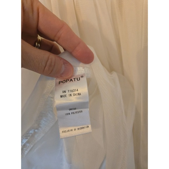 POPATU Girls Ivory Floral Lace Tulle Flower Girl Party Dress Size 8 White - Picture 8 of 8